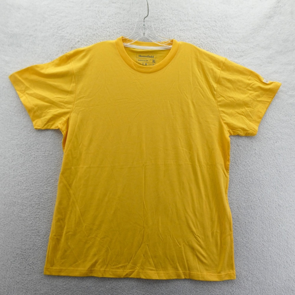 Homefield Shirt Mens Extra Large Yellow XL Crew‎ Neck Cotton Blend Short Sleeve